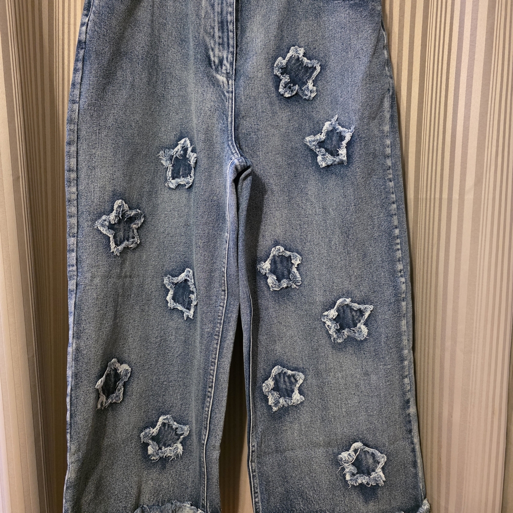 BiBi Blue Distressed Flare Jeans with Star Cutouts